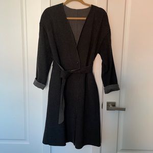 Uniqlo double face collarless coat coatigan wool